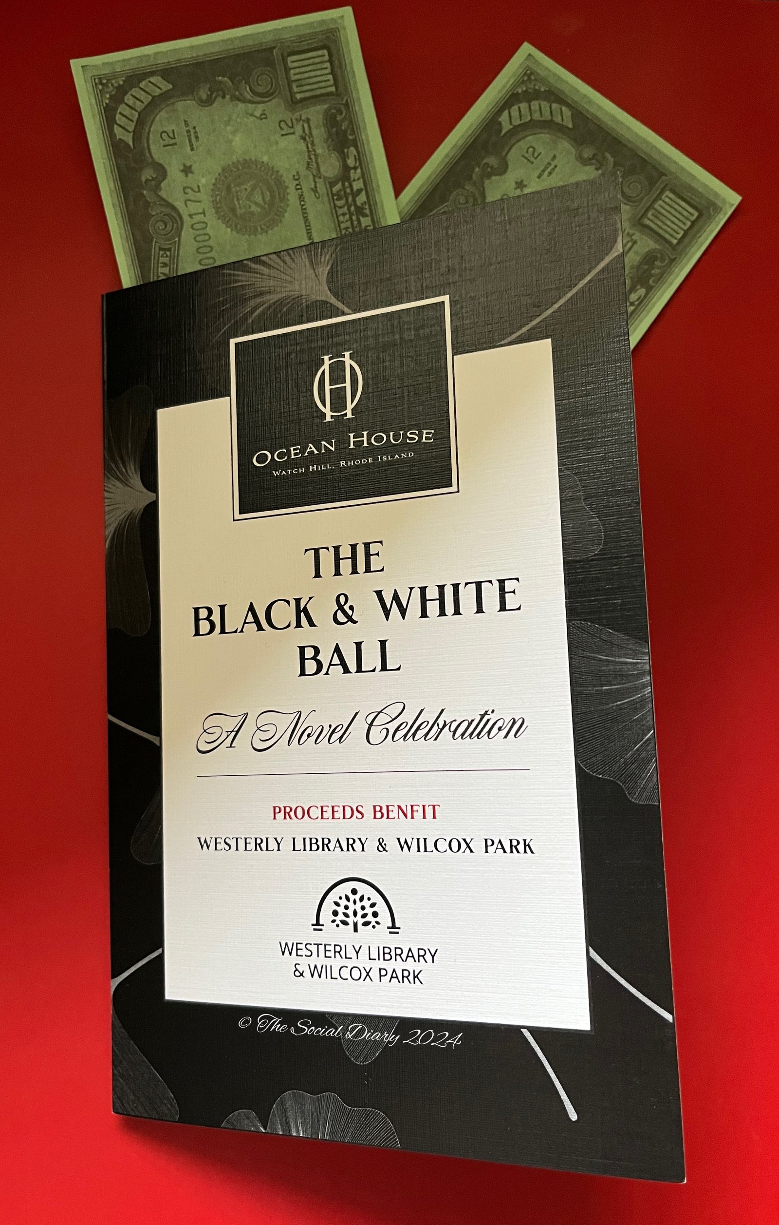 The Black and White Ball 2024 Watch Hill Westerly - Menu Cover The Ocean House