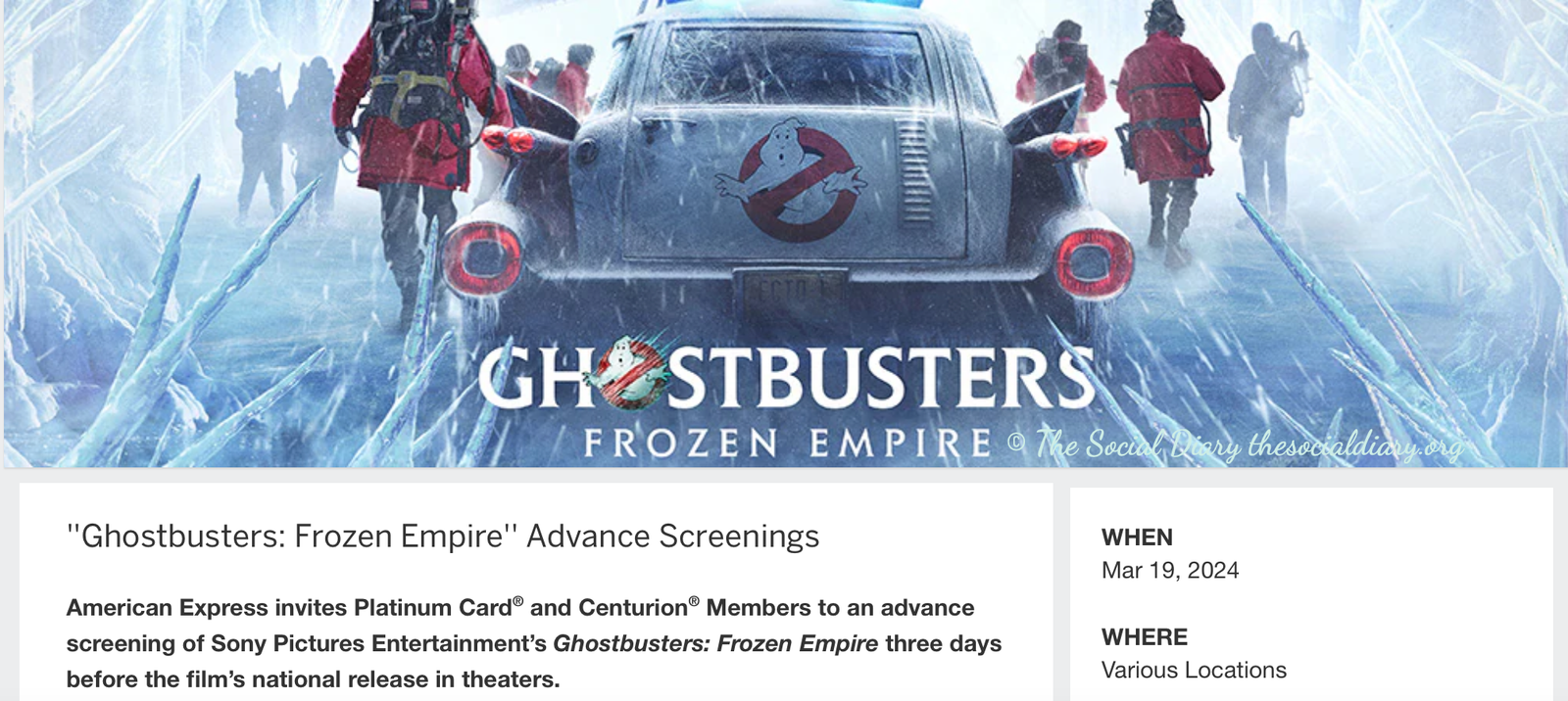 AMEX Plat - Ghostbusters advance screening