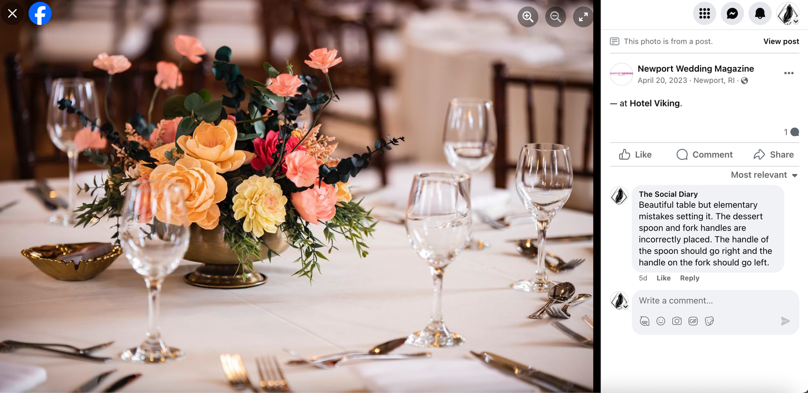 Hospitality - Newport Wedding Mag - Hotel Viking table setting-1 April 2023