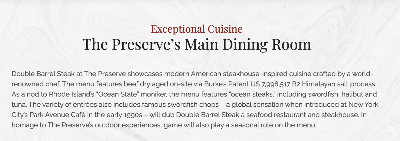 Members Postscript - Double Barrel still bills Chef David Burke