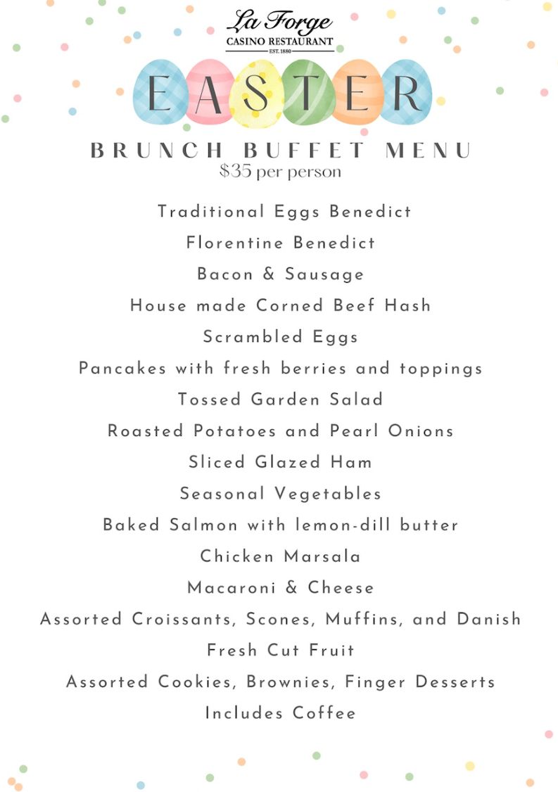 Easter Buffet menu LaForge