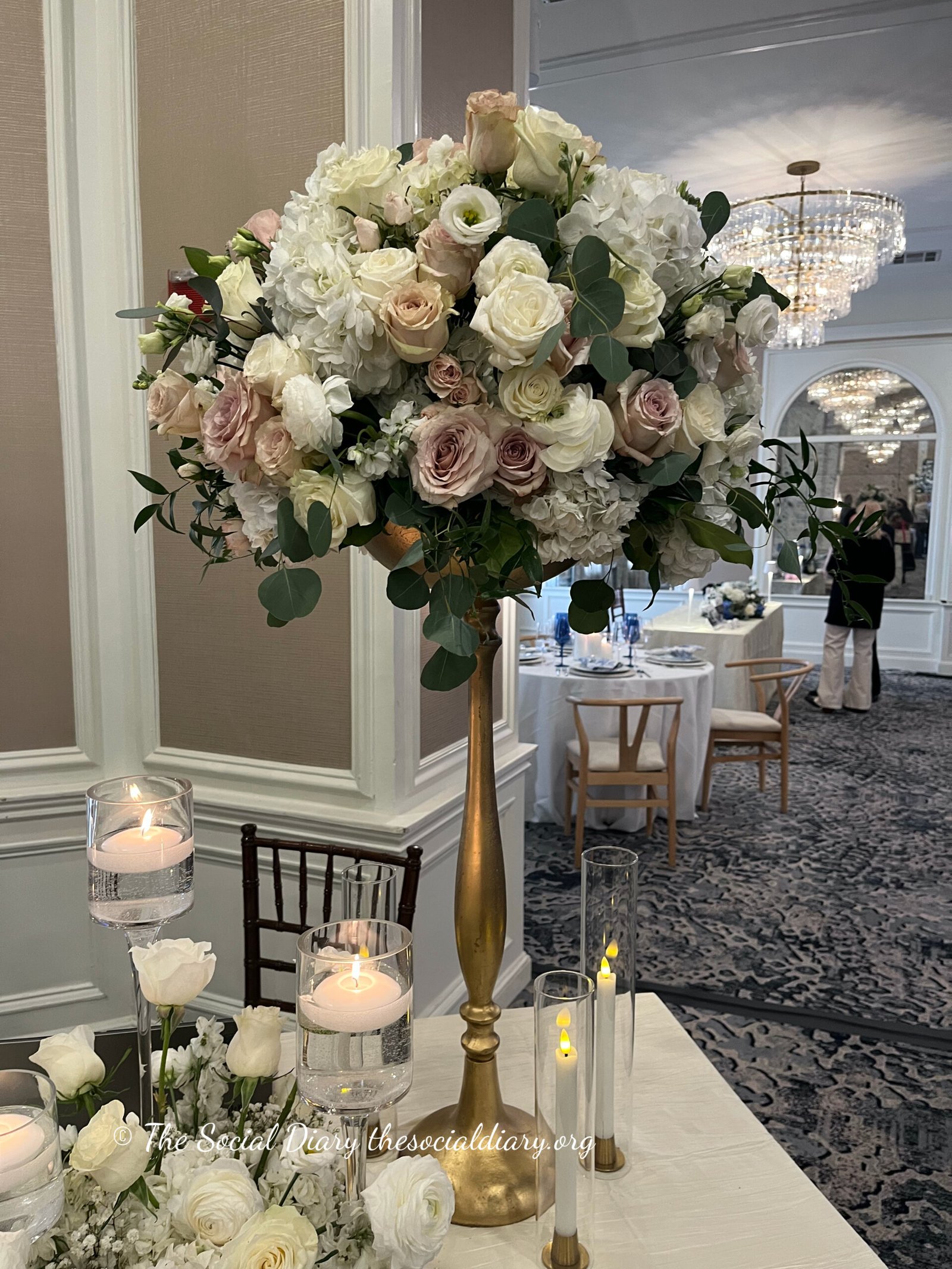 Tall Floral Centrepiece - Newport Wedding Show - The Social Diary