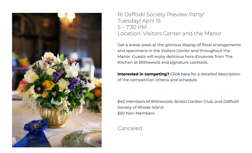 Community - Daffodil Society Preview Party cancelled 041525 - Blithewold - The Social Diary