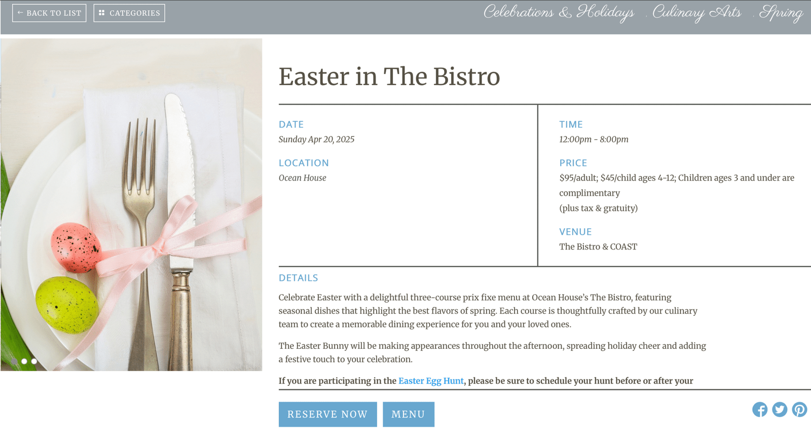 Hospitality - The Social Diary - Ocean House - wrong way knife blade - Easter picture from website